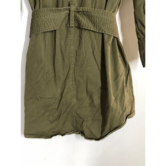 Marissa Webb Collective Shirt Dress Long Sleeve Belted Mini Safari Olive Green 4 - Picture 6 of 11